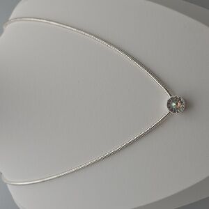 Avon Snake Necklace Crystal Diamond Sparkly Silver tone Pendant Wedding